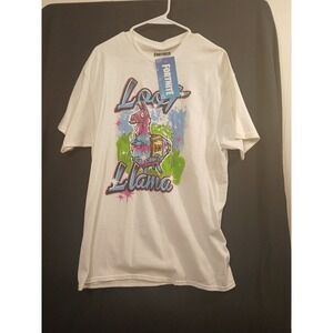 Fortnite Loot Llama Epic Games White Short Sleeve T Shirt Men's L LARGE NWT!!!!
